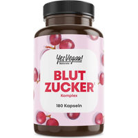 Produktbild von Yes Vegan Naturals Blutzucker Komplex mit Myo-Inositol, Zimt, B-Vitaminen, Zink und Chrom, 180 Kapseln, vegan und zuckerfrei
