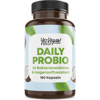 Produktbild von Yes Vegan Naturals Daily Probio Darm Kapseln mit 20 Milchsäurebakterien-Stämmen, magensaftresistent, vegan, 180 Kapseln