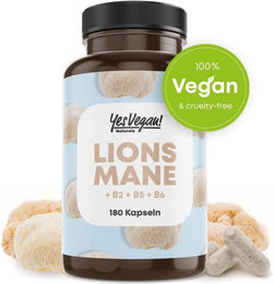 Yes Vegan Naturals Lions Mane Hericium Erinaceus Kapseln vegan ohne Zusatzstoffe 180 Stück – Bild 1 von 1