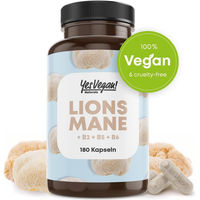 Produktbild von Yes Vegan Naturals Lions Mane Hericium Erinaceus Kapseln vegan ohne Zusatzstoffe 180 Stück