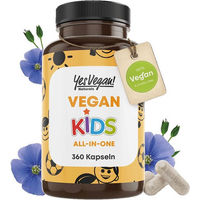 Produktbild von Yes Vegan Naturals Multivitamin Kapseln für Kinder vegan zuckerfrei ohne Zusatzstoffe 360 Kapseln