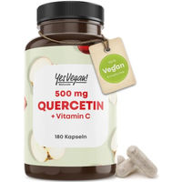 Produktbild von Yes Vegan Naturals Quercetin 500 mg mit Vitamin C und Bioflavonoiden, 180 Kapseln, vegan, ohne Zusatzstoffe