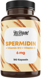 Yes Vegan Naturals Spermidin 6 mg mit Vitamin C und Vitamin B12 Kapseln, vegan, 180 Kapseln – Bild 1 von 1
