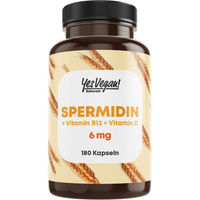 Produktbild von Yes Vegan Naturals Spermidin 6 mg mit Vitamin C und Vitamin B12 Kapseln, vegan, 180 Kapseln