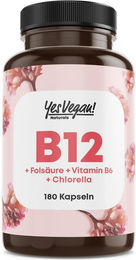 Yes Vegan Naturals Vitamin B12 hochdosiert mit 500 µg in Kapseln, vegan, zuckerfrei, 180 Kapseln – Bild 1 von 1