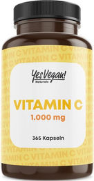 Yes Vegan Naturals Vitamin C 1000 mit Ascorbinsäure, 365 Kapseln, vegan und ohne Zusatzstoffe – Bild 1 von 2