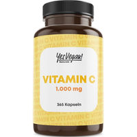 Produktbild von Yes Vegan Naturals Vitamin C 1000 mit Ascorbinsäure, 365 Kapseln, vegan und ohne Zusatzstoffe