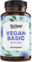 Yes Vegan Vegan Basic Vitamin B12 K2 D3 Eisen Zink Selen und Omega 3 Kapseln vegan 120 Stück – Bild 1 von 2