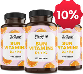 YesVegan Naturals Vitamin D3 K2 Omega 3 mit Leinöl 5000 IE Depot Kapseln vegan ohne Zusatzstoffe 3er Set – Bild 1 von 1