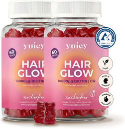 yuicy Hair Glow Biotin Gummibärchen vegan und zuckerfrei für Frauen 120 Stück – Bild 1 von 1
