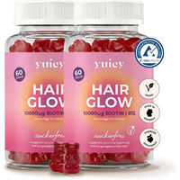 Produktbild von yuicy Hair Glow Biotin Gummibärchen vegan und zuckerfrei für Frauen 120 Stück