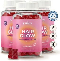 yuicy Hair Glow Biotin Haar-Vitamine Gummis vegan und zuckerfrei für Frauen 180 Stück – Bild 1 von 1