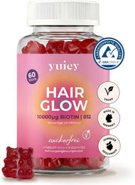 yuicy Hair Glow Biotin Haar-Vitamine Gummis vegan und zuckerfrei für Frauen 60 Stück – Bild 1 von 1