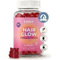 Produktbild von yuicy Hair Glow Biotin Haar-Vitamine Gummis vegan und zuckerfrei für Frauen 60 Stück