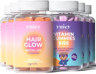 yuicy Hair Glow & Kids Multivitamin Haar-Vitamine vegan Fruchtgummies für Kinder – Bild 1 von 3