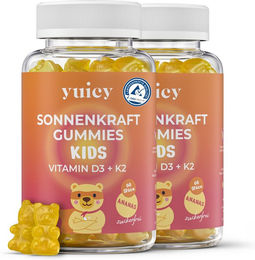 yuicy Kids Sonnenkraft Vitamin D3 + K2 Gummibärchen für Kinder vegan und zuckerfrei 120 Stück – Bild 1 von 1