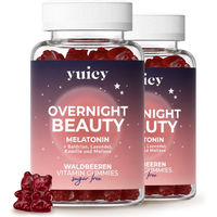 Produktbild von yuicy Overnight Beauty Melatonin Gummibärchen vegan und zuckerfrei 120 Stück
