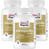 Produktbild von ZeinPharma Ashwagandha Extrakt 500 mg Kapseln Bio vegan glutenfrei laktosefrei 360 Stück