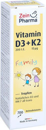 ZeinPharma Vitamin D3 + K2 MK-7 Tropfen 20 ml für Kinder und Erwachsene ohne Zusatzstoffe – Bild 1 von 2