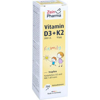 Produktbild von ZeinPharma Vitamin D3 + K2 MK-7 Tropfen 20 ml für Kinder und Erwachsene ohne Zusatzstoffe