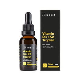 Zenement Vitamin D3 + K2 Tropfen mit Lanolin für Kinder und Erwachsene 50 ml mit 1700 Tropfen – Bild 1 von 6