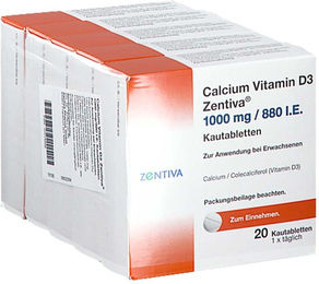 Zentiva Calcium Vitamin D3 Lutschtabletten für Senioren mit 1000 mg Calcium und 880 IE Vitamin D3 – Bild 1 von 1
