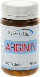 Zenvitalis L-Arginin 600 mg mit Zink, Vitamin E und Folsäure, 100 Tabletten, vegan, laktosefrei und glutenfrei – Bild 1 von 1