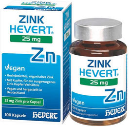 Zink Hevert Kapseln mit Zink Bisglycinat 25 mg für Erwachsene – Bild 1 von 3