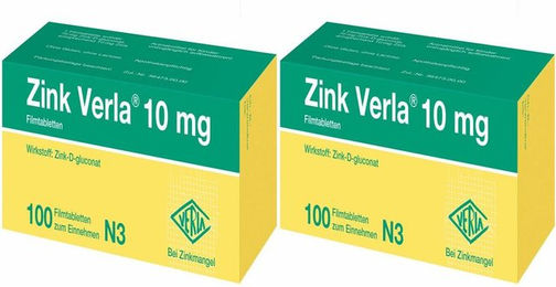 Zink Verla 10 mg Filmtabletten mit Zinkgluconat glutenfrei und laktosefrei für Schwangere und Stillende 200 Stück – Bild 1 von 1