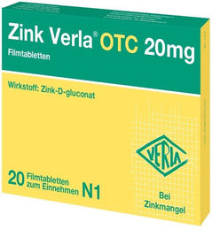 Zink Verla Gluconat 20 mg Filmtabletten glutenfrei und laktosefrei für Schwangere und Stillende – Bild 1 von 1