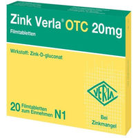 Produktbild von Zink Verla Gluconat 20 mg Filmtabletten glutenfrei und laktosefrei für Schwangere und Stillende