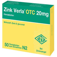 Produktbild von Zink Verla OTC Zinkgluconat 20 mg Filmtabletten 50 Stück