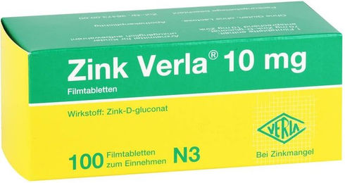 Zink Verla Zinkgluconat 10 mg Filmtabletten 100 Stück glutenfrei und laktosefrei – Bild 1 von 2