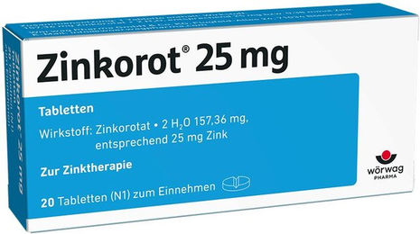 Zinkorot Wörwag Pharma Zink 25 mg Tabletten 20 Stück vegan glutenfrei laktosefrei vegetarisch – Bild 1 von 3