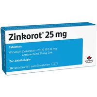 Produktbild von Zinkorot Wörwag Pharma Zink 25 mg Tabletten 20 Stück vegan glutenfrei laktosefrei vegetarisch