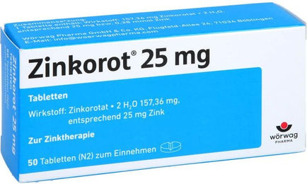 Zinkorot Wörwag Pharma Zink 25 mg Tabletten 50 Stück vegan glutenfrei laktosefrei – Bild 1 von 2