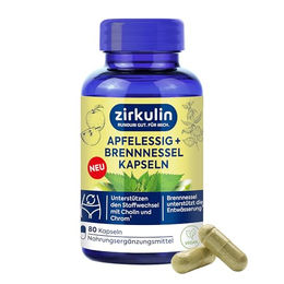 Zirkulin Apfelessig und Brennnessel Kapseln mit Chrom und Cholin, 80 Kapseln, vegan, glutenfrei und laktosefrei – Bild 1 von 4