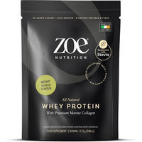 Produktbild von zoe Nutrition Whey Protein Pulver zuckerfrei und glutenfrei